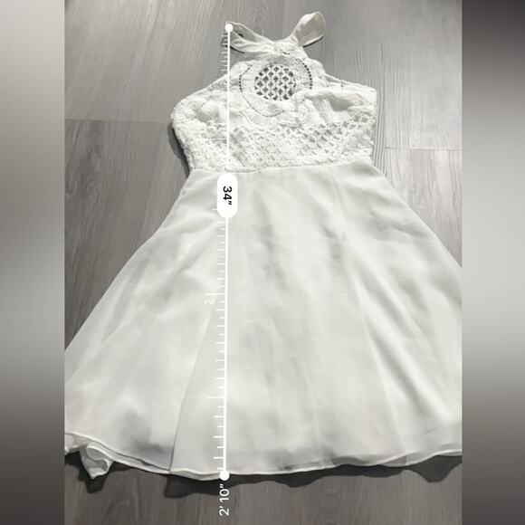 Lulus Dress‎ Made in the Crocheted White Skater Halter Neck Mini Dress Sz XS NEW - Picture 14 of 14